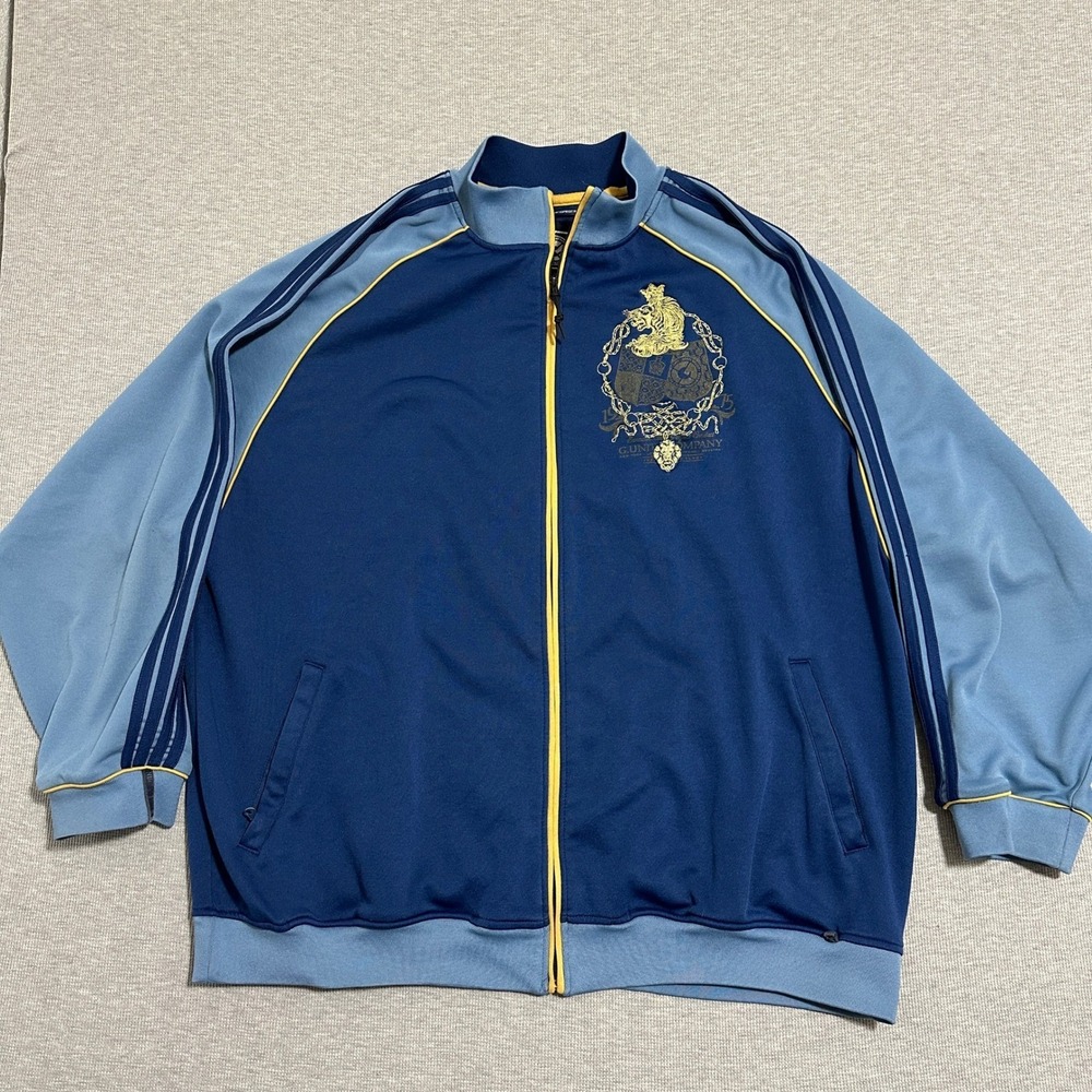 G-Unit Clothing Co. Blue Embroidered Crest Full Zip Track Jacket Mens Size 2XL‎